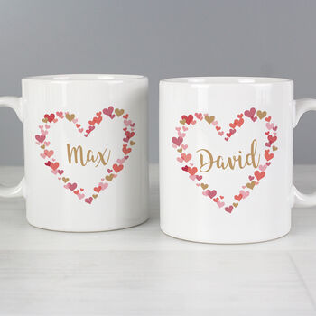 Personalised Confetti Hearts Couples Wedding Mug Set, 4 of 5