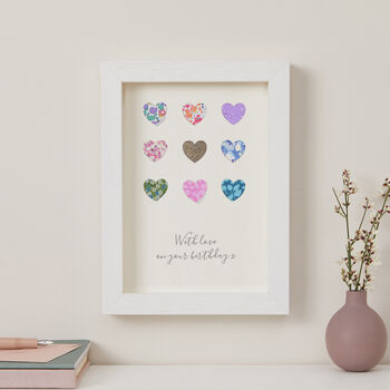 Personalised Mother's Day Liberty Nine Heart Card, 2 of 5