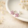 Sterling Silver Pink Flower Mini Stud Earrings, thumbnail 1 of 4