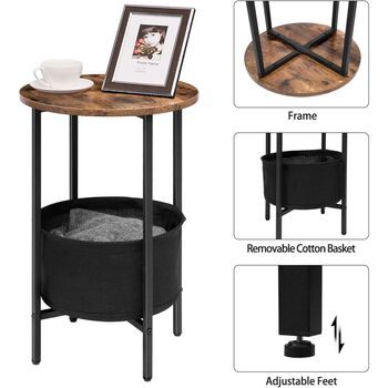 Round Side End Table With Removable Storage Basket, 9 of 9