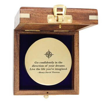 Signature Sundial Compass With Quote By Henry David Thoreau 'Go Confidently in the Direction of Your Dreams', 5 of 6