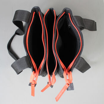 Black Leather Zip Tote Bag With Orange Zips, 8 of 9