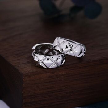 Chunky Huggie Hoop Earrings In Sterling Silver, 5 of 12