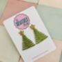 Green Squiggle Glitter Christmas Tree Earrings / Festive Jewellery / Sparkly Abstract Tree Earrings / Holiday Jewellery / Christmas Gift, thumbnail 4 of 5