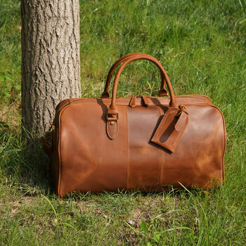 Genuine Leather Weekend Bag Duffle, 2 of 12