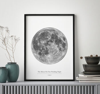 Personalised Black And White Moon Art Print, 7 of 8
