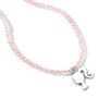 Barbie Sterling Silver Silhouette Charm On A Rose Quartz Bead Necklace, thumbnail 1 of 3
