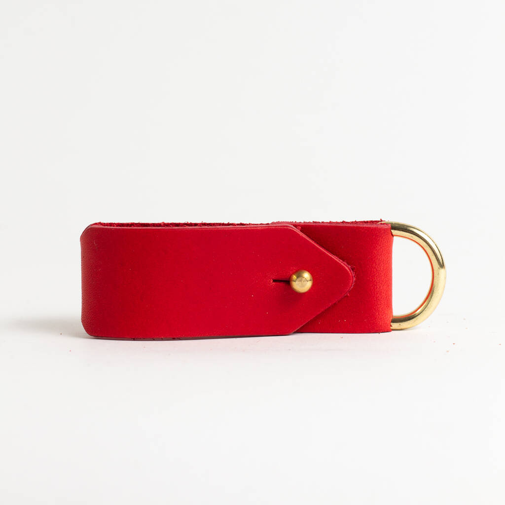 Personalised Leather Strap Keyring By Willow & Hive