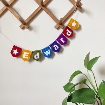 Muted Rainbow Personalised Bunting Name Garland, 6 of 10