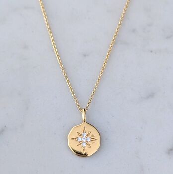 The Starburst Disc Gold Plated Necklace, 2 of 5