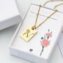 Personalised Birth Flower And Initial Tag Necklace, thumbnail 1 of 12