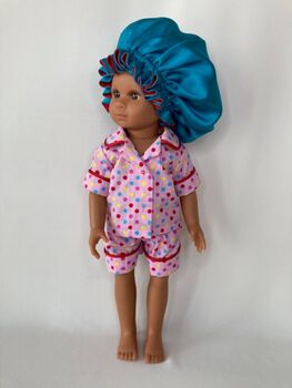 Pink Pyjamas And Bonnet Fits 15' 38cm Mélange Doll, 3 of 3