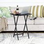 Set Of Two Small Black Side Table Folding Tray Table, thumbnail 1 of 9