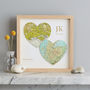 In Love Since Two Map Hearts Personalised Print, thumbnail 6 of 8