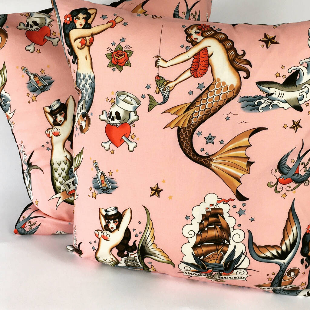 Mermaid Tattoo Cushion Cover, 1 of 4