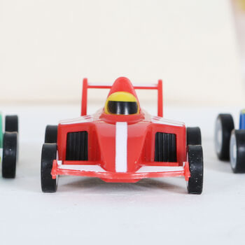 Three Toy Race Cars With Personalised Cotton Bag, 3 of 4