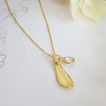 April Birthflower Birthstone Gold Plated Necklace 925, 6 of 7