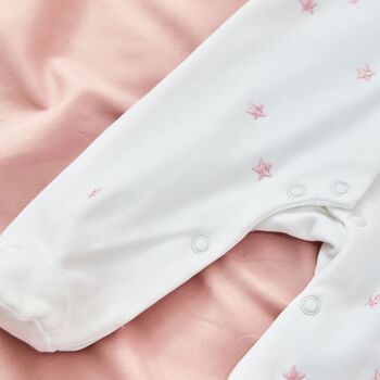Personalised Our 1st Father's Day Pink Star Sleepsuit, 2 of 3