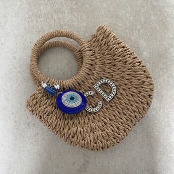 Personalised Ada Bling Half Moon Wicker Basket Drawstring Bag, 4 of 6