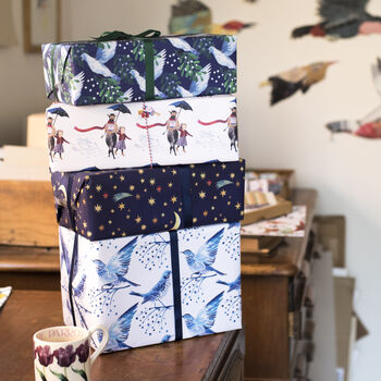 'Starry Swan' Recycled Christmas Wrapping Paper Pack, 7 of 7