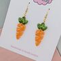 Carrot Resin Glitter Handmade Earrings, thumbnail 3 of 4
