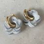 Gold Plated Cute Girl Flower Earring Hoops, thumbnail 2 of 5