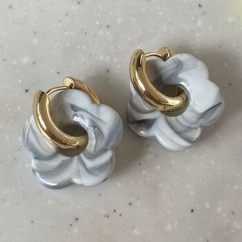 Gold Plated Cute Girl Flower Earring Hoops, 2 of 5