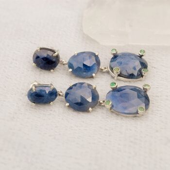Sapphire, Emerald Sterling Silver Earrings, 3 of 8