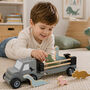 Personalised Wooden Dinosaur Jeep Toy With Trailer And Dinosaurs, thumbnail 1 of 5