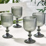 Palermo Set Of Four Grey Ribbed Wine Glasses, thumbnail 1 of 7
