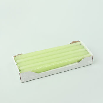 G Decor Pack Of 10 Or 20 Matte Green Dinner Candles, 4 of 4