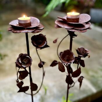 Rusty Rose Garden Candle Holder Set/Two Ltzkr043, 4 of 12