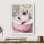Your Own 'Cat In The Bath With Cocktail' Wall Art Print | Customise To Your Own Cat And Cocktail, thumbnail 1 of 6
