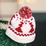 Two Mini Knitted Hat Christmas Tree Decorations, thumbnail 4 of 6
