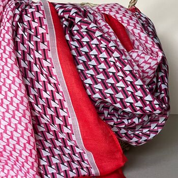 Geometric Print Scarf In Red, 2 of 3