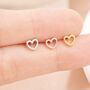 Sterling Silver Extra Tiny Open Heart Stud Earrings, thumbnail 2 of 12