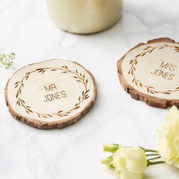 Personalised Wooden Wedding Coaster, 2 of 3