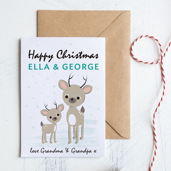 Grandchildren's Christmas Card Personalised With Deer, 2 of 5