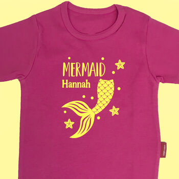 Personalised Girls Mermaid T Shirt, 2 of 9