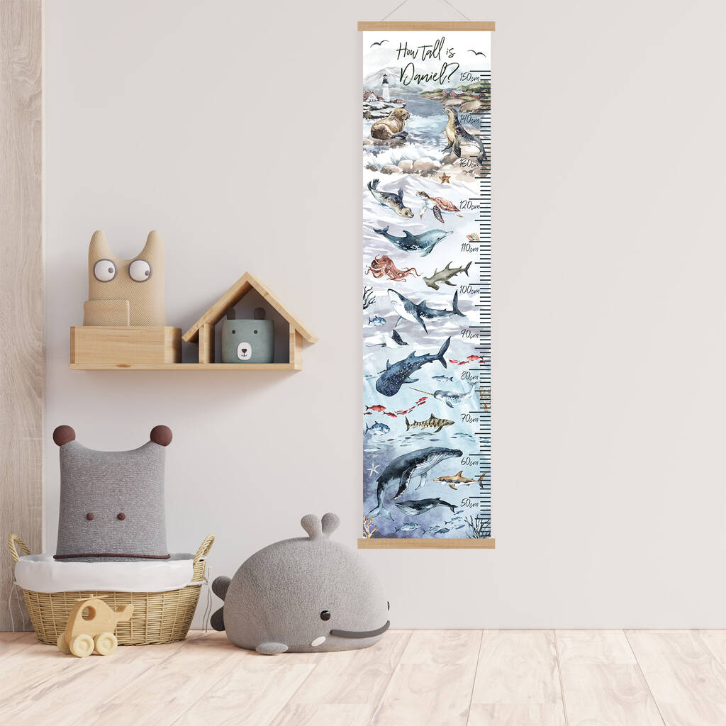 Personalised Ocean Animals Height Chart, 1 of 6