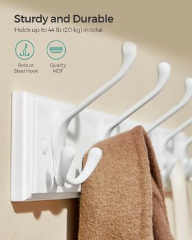 Wall Mounted Coat Rack With Triple Hooks Design, 9 of 10