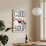 Funny Kitchen Wine Wall Art Good Soup Hand Painted Print, thumbnail 4 of 7