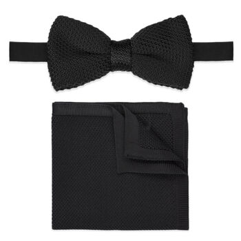 Men's Knitted Bow Tie In Black | Perfect Wedding Neck Tie For Groomsmen, 5 of 12