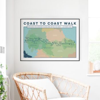 Personalised Wainwright's Coast To Coast Walk Map Print, 2 of 10