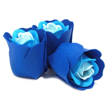 Set Of Three Soap Flower Heart Box Blue Wedding Roses, 2 of 3