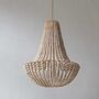 Handcrafted Wood Beaded Chandelier, White Wash Pendant, thumbnail 1 of 6