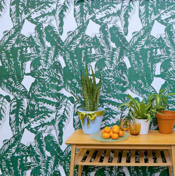 Tropical Screen Printed Wallpaper Calathea Leaf Print By Katie ...