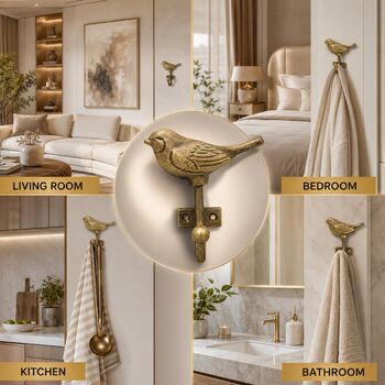 Golden Sparrow Brass Wall Hook, 3 of 9