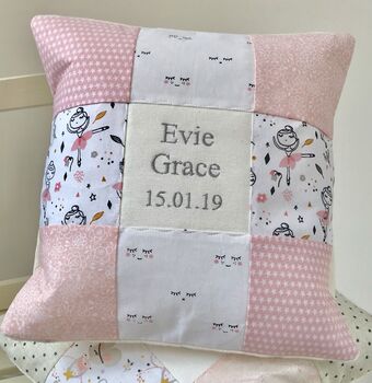 Ballerina Name And Date Cushion, 4 of 8