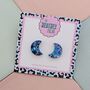 Moon Glitter Resin Stud Earrings Purple And Blue, thumbnail 3 of 8
